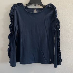 Carrement Beav Little Girls Ruffle Top In Navy NWT